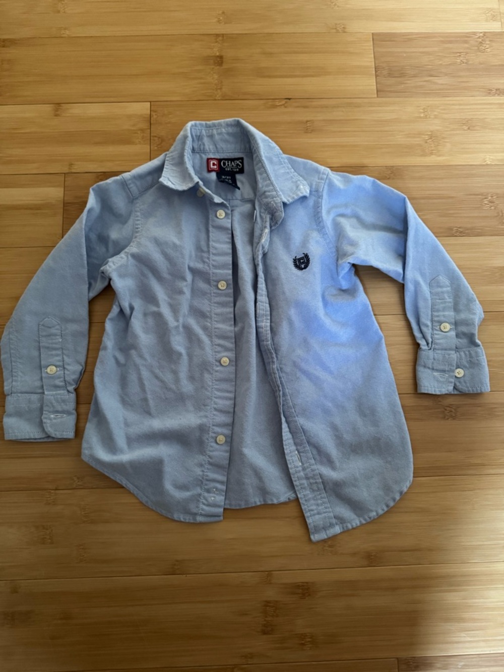 Chaps Light Blue Boys Button-Down Shirt with Embroidered Crest